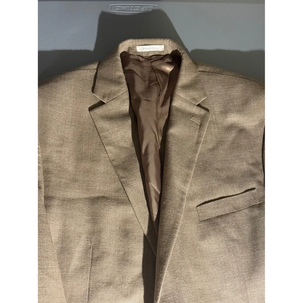 Lauren Ralph Lauren Mens 46R Blazer Tan Brown Linen Blend Sport Coat H0731